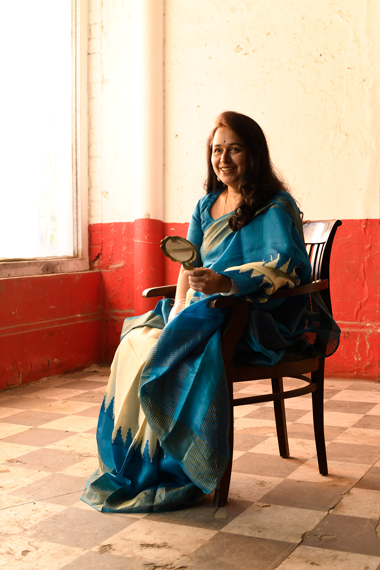 Blue Tussar silk